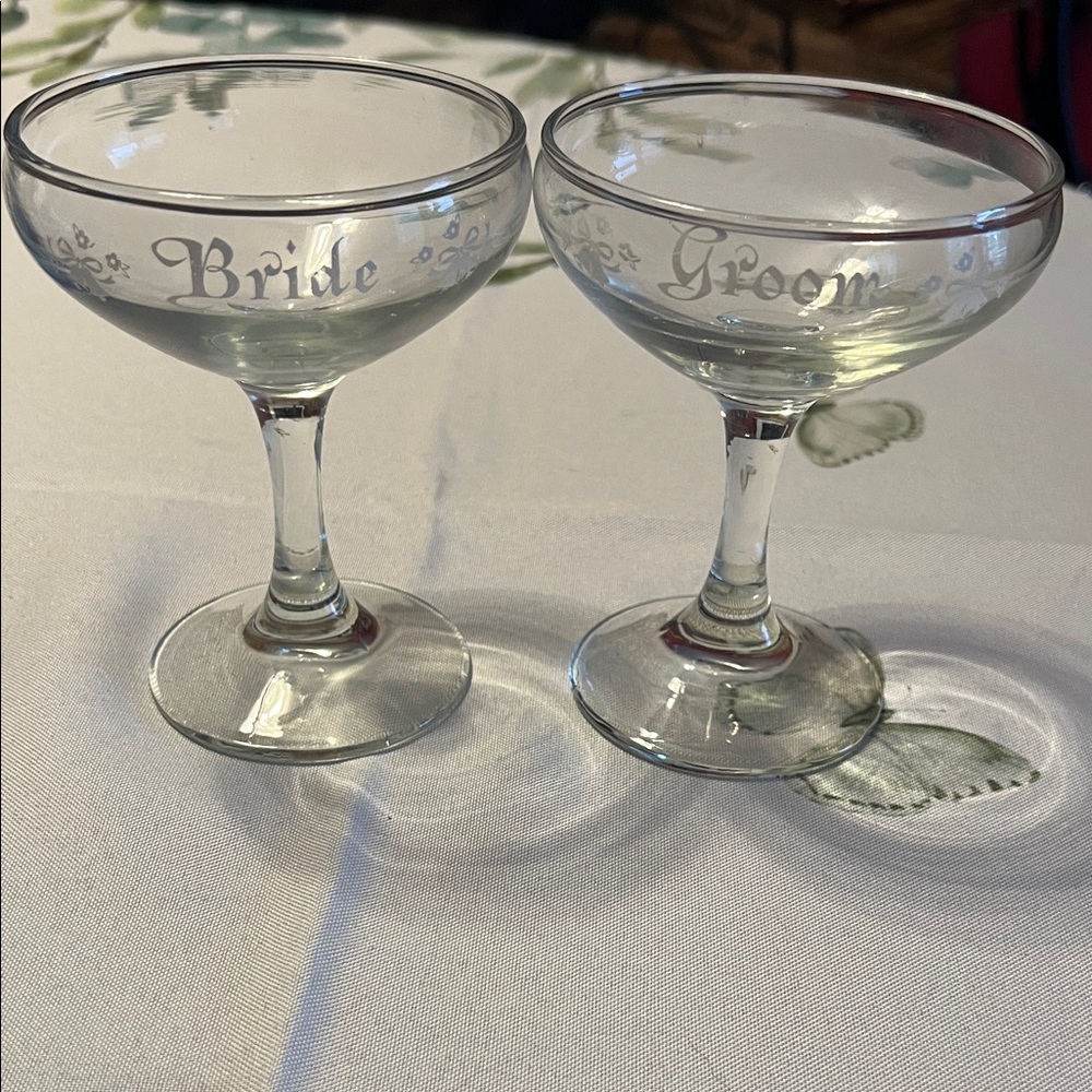 Vintage Bride and Groom Glasses Set, circa 1967
